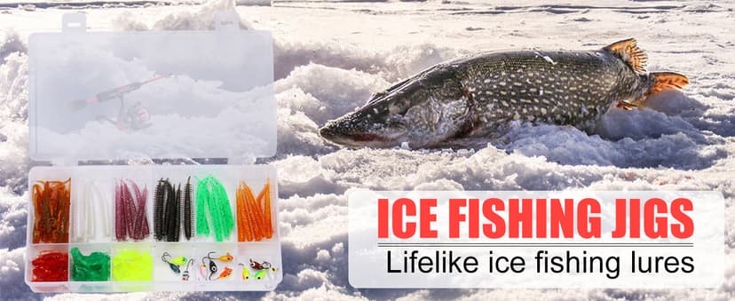 Sougayilang Ice Fishing Rod and Reel Set, Ice Fishing Includes Ice Jigs, Lures, and Essential Tackle,27" Medium/Light Power Ice Spinning Rod,EVA Foam Grip Handle