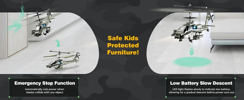 XIKOTEC RC Helicopter, Remote Control Helicopter Toy for Kids, Beginners and Adults with Altitude Hold, Gyro & LED Light, 2 Batteries & USB-C Charging, Gift for Boys Ages 8-12 (Green)