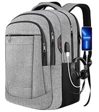 Carry On Backpack, 50L Extra Travel Laptop Backpack for Men Women, Big Bag Business Travel Essentials Gifts for men, 17 Inch Laptop Backpack Computer Bag Gifts for Him Men, Grey