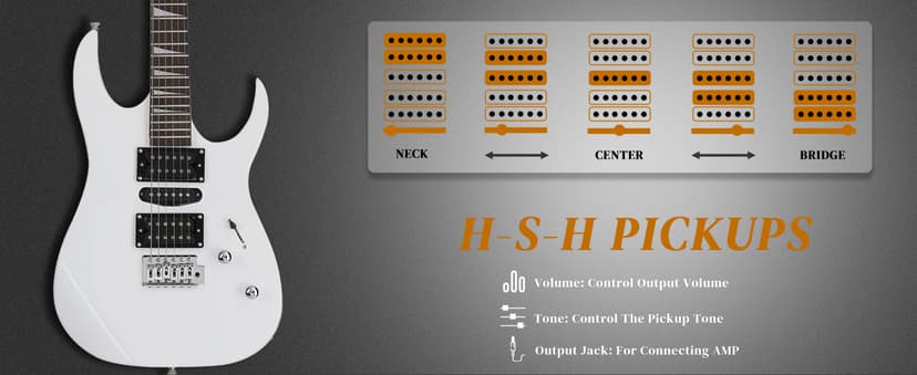 Ktaxon 39" Electric Guitar with 20Watt Amp, Full Size 170 Model Starter Guitar Kit for Beginners & Professionals W/Bag, Shoulder Strap, Wrench Tool, Plectrum - White