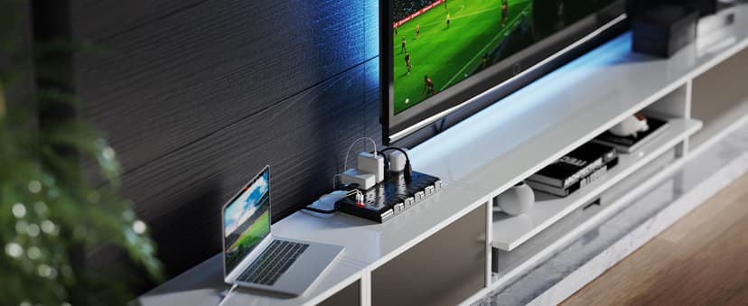 Power Strip, SUPERDANNY Surge Protector with 22 AC Outlets and 6 USB Charging Ports, 1875W/15A, 2100 Joules, 6.5Ft Flat Plug Heavy Duty Extension Cord for Home, Office, Dorm, Gaming Room, Black