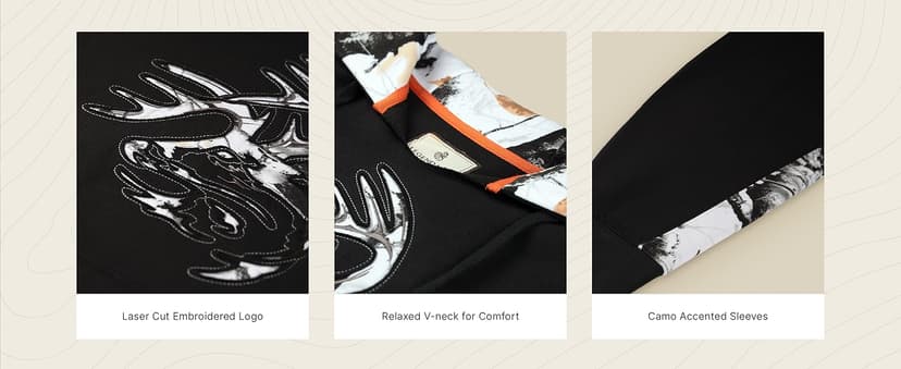 Legendary Whitetails Men's Camo Hoodie Pullover Sweatshirt Midweight V-Neck Design