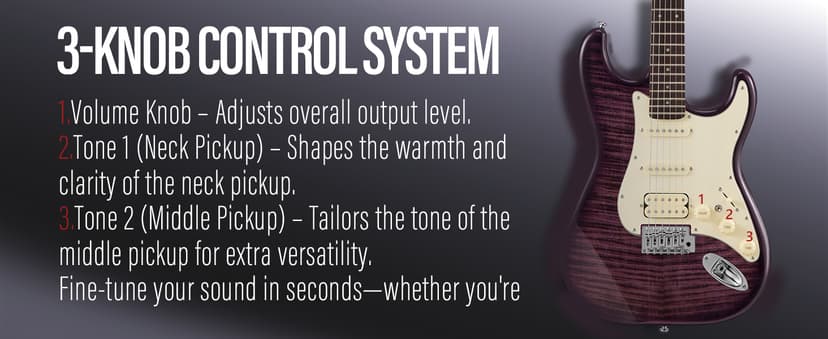 AKLOT Beginner Electric Guitar Kit: 10W Amp, Coil-Split HSS Pickups, Lesson Book, Roasted Maple Neck, Gig Bag, Tuner, Strap, Picks, Stryde Violet Venom