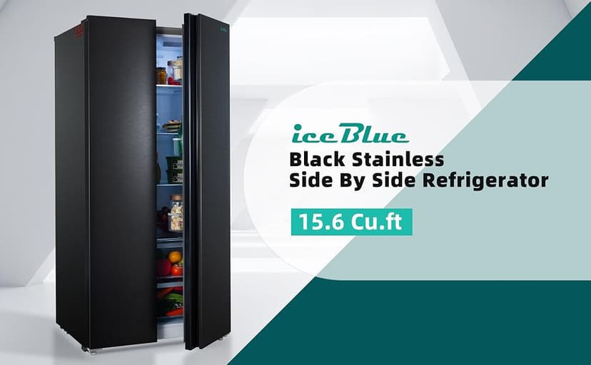 Iceblue 15.6 Cu.Ft. Side-by-side Refrigerators, 33" Full Size Refrigerator, Zoning Temperature Control Beverage Refrigerator with Freezer, Frost Free Beverage Fridge - Black Stainless Steel