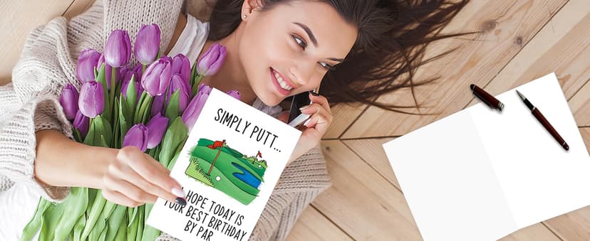 Thick 5.3in x 8in Card Stock with Premium Envelope,Blank Inside for Personal Message,Birthday Decoration for Men YiKaLus Funny Golf Birthday Card,Sports Bday Gift for Men Husband Dad B0CTQ8RQY7