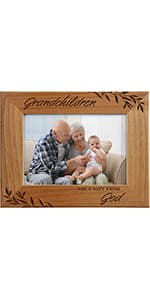 CEDAR CRATE MARKET Grandparent Gifts, Grandparent Picture Frame - Laser Engraved Natural Alder Wood Horizontal Photo Frame, Easel Back, Wall Mount Fits 5x7 Horizontal Portrait Sentimental Gift