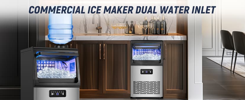 SOZT® Under Counter Ice Maker Machine, 100LBS/24H Stainless Steel Commercial Ice Machine, 20LBS Storage Capacity, Self-Cleaning Freestanding Ice Cube Maker for Home, Bar, Restaurant, Office
