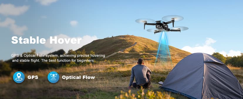 GPS Drone with Camera for Adults, 2K HD FPV Drone with Auto Return, Follow Me, Circle Fly, Waypoint Fly, Stable Hover, Brushless Motor, Foldable 5G Transmission Remote Control Quadcopter, Black