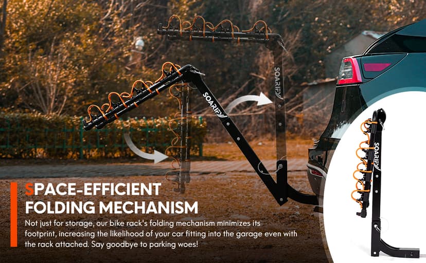 Bike Rack for Car, SUV, RV, Mount Hitch Bike Back 4, Up to 143 lbs Load Bicycle Rack Carrier Rubber Straps, Tilt Release with 2" Hitch for Cars (4BIKES)