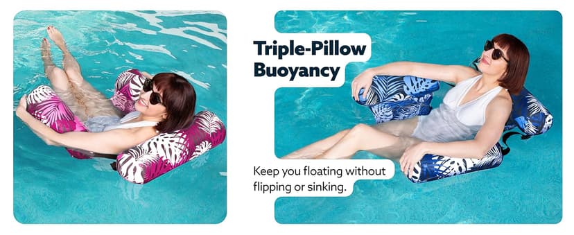 SLOOSH Inflatable Pool Floats Adult,2 Packs Floating Lounge Chairs,Blow up Pool Noodles for Adult Heavy Duty,Floating Chair for Party Summer Water Beach Lake Fun