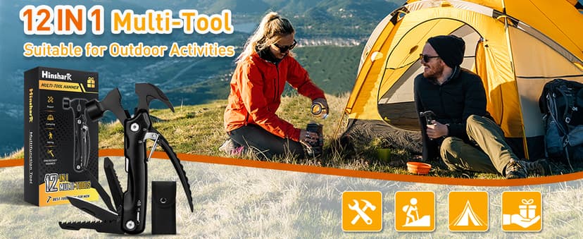 Stocking Stuffers Gifts for Men 12 in 1 Hammer Multitool, Mens Gifts for Christmas, Anniversary Birthday Gifts for Men Dad Husband Him Grandpa, White Elephant Gifts for Adults, Cool Gadgets Tools