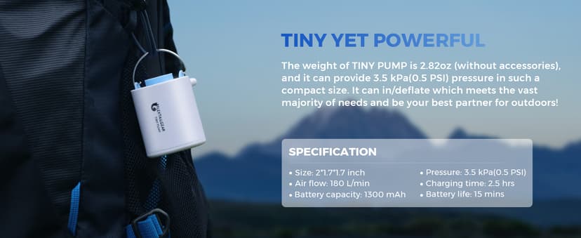 FLEXTAILGEAR Portable Air Pump for Inflatables, 2.82oz Classic Tiny Air Pump, Rechargeable Electric Air Pump to Inflate Deflate for Camping Gear Pool Floats Air Mattress Vacuum Storage Bags