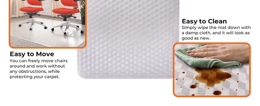 Office Chair Mat for Carpeted Floors, 48" x 30" Desk Chair Mat for Rolling Chairs on Low Pile Carpets, Easy Glide Floor Mat for Home, Gaming
