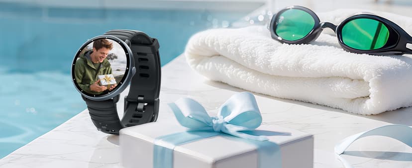 Parsonver Parsonver Swimming Smart Watch, 5ATM Waterproof for Pool & Open Water, Built-in GPS & Compass, AMOLED Screen Fitness Tracker with 100+ Sports Modes, Heart Rate & Sleep Monitor, AI Swim Analysis, Black