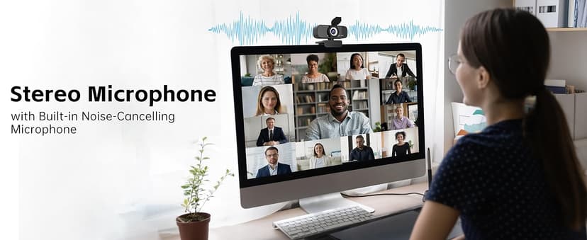 Gohero Full HD 1080P Video Webcam, Noise Cancellation, Privacy Cover, Wide-Angle Lens, Auto Light Correction, Plug & Play USB Webcam for Laptop, Desktop, PC, Mac, Zoom, Skype Pro Series