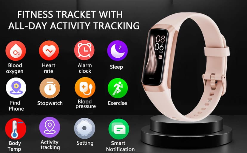 TROTY Fitness Tracker with Heart Rate/Blood Oxygen/Sleep Monitor, 20+ Sports Modes Smart Watches for Women/Men, Activity & Step Tracker Smart Watch for Android/iOS Phones