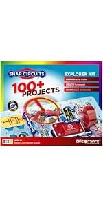 Build 100+ STEM projects with 28 snap-together parts and a full-color project manual SNAP CIRCUITS Jr. SC-100 STEM Electronics Kit, 100+ Projects, Ages 8+ B00008BFZH