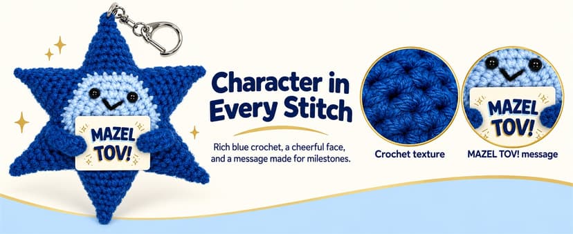 Crochet Star of David Plush, Mazel Tov Bat Mitzvah Gift B0HKSW45VK
