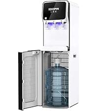 Self Cleaning Hot and Cold Bottom Load Water Cooler Dispenser with Ice Maker 5 Gal Built-in Bullet Ice Maker 22lbs Daily Capacity Black