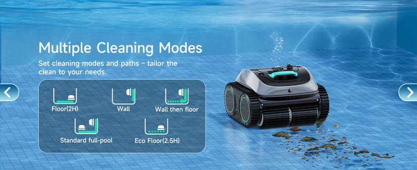 WYBOT C1 Cordless Robotic Pool Cleaner, 4-in-1 Pool Vacuum for Inground Pools & Above Ground Pool Up to 150 Mins Runtime, Power Suction with Smart Navigation & APP Control (Lake Green)