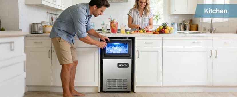 Commercial Ice Maker Machine, 100LBS/24H Freestanding & Undercounter Ice Machine with 2 Water Inlets, 40 PCS/Cycle and 24LBS Storage Bin, Stainless Steel, LED Display & Self-Cleaning for Home Bar