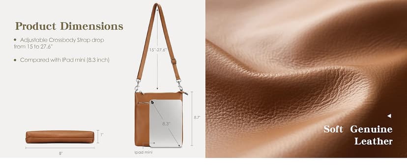 befen Genuine Leather Small Crossbody Purses for Women Travel Cross Body Bags Lightweight with Adjustable Shoulder Strap