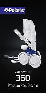 Polaris Vac-Sweep 360 Pressure-Side Cleaner for In-Ground Pools with a Dedicated Return Line