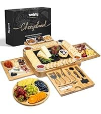 SMIRLY Charcuterie Board Set - Large Bamboo Cheese Board for Serving - House Warming Gifts New Home, Wedding & Bridal Shower Gift, Birthday Gift for Women