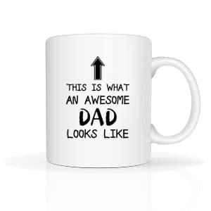 5Aup Christmas Gifts Funny Dad Coffee Mug, This Is What an Awesome Dad Looks Like, 11Oz Novelty Cups from Child Daughter Son Kids, Birthday Gifts for Father Husband Men