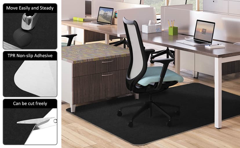 Office Chair Mat for Hardwood Floor & Tile Desk Mat for Rolling Chairs Protect Hardfloor Desk Area Rug for Workstations, Durable Chair Mat for Home and Office Use (Black, 36X48 in)