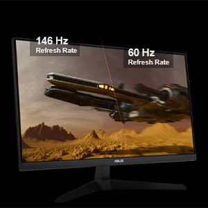 ASUS TUF Gaming 24” (23.8” viewable) 1080P Monitor (VG249QE5A) - FHD, 144Hz Overclock to 146Hz, IPS, Extreme Low Motion Blur Sync, 1ms, Speakers, Variable Overdrive, DisplayWidget Center, 3yr Warranty