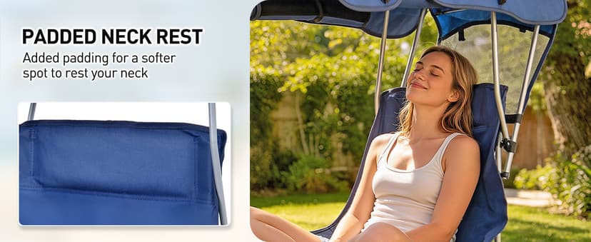 East Oak Oversized Camping Chair with Canopy | 400 LBS Heavy Duty Folding Beach Chair with Canopy Shade, Roomy Seat, Full Sun Protection, Ample Storage | Canopy Chair for Outdoors