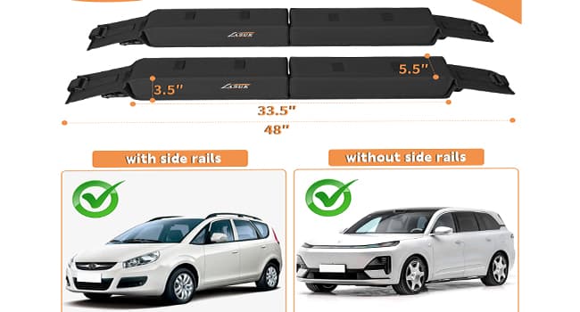 Universal Soft Roof Rack Pads for Kayak SUP Surfboard Snowboard Canoe, Heavy Duty Car Roof Rack System with 2 Tie Down Straps, 4 Quick Loop Straps, 2 Hood Loops, Tie Down Ropes and Storage Bag