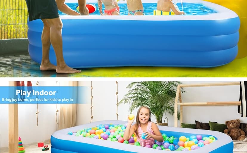 Inflatable Swimming Pool, Blow up Pool, Above Ground Swimming Pool for Family,Pool for Adults 120x 72 x 22 inch Full-Sized Inflatable Pool for Outdoors, Backyard