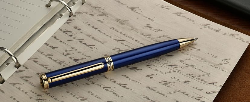 BEILUNER Blue Lacquer Gel Pen - Stunning Luxury Pen with 24K Gold Finish, ADMOK Black Refill, Executive Gift Set for Family & Friends, Writing, Fancy, Office, Retractable Pens