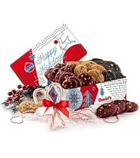 David's Cookies Christmas Cookies Gift Box - Fresh Baked Assorted Mini Cookies in Winterwonderland Tin with Chocolate Chip, White Chocolate Chip & Red Velvet - Gourmet Holiday Food Gift Basket