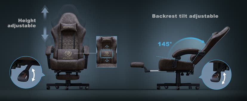 Kslysuty Gaming Chair Breathable Leather with Pocket Spring Cushion,Wide and High Ergonomic Office Chair with Headrest,Computer Gaming Chair with Footrest for Adult and Teen,Brown