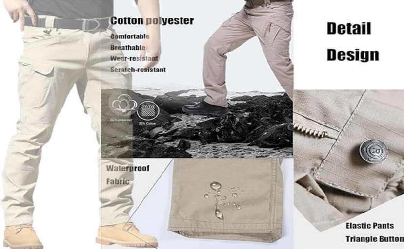 Generic Tactical Cargo Pants for Men Stretch Water Resistant Ripstop Pants Outdoor Lightweight Work Hiking Pant with Pockets