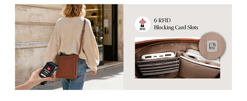 befen Genuine Leather Small Crossbody Bags for Women, Womens Cross Body Shoulder Purse Handbags with RFID Blocking Card Slots