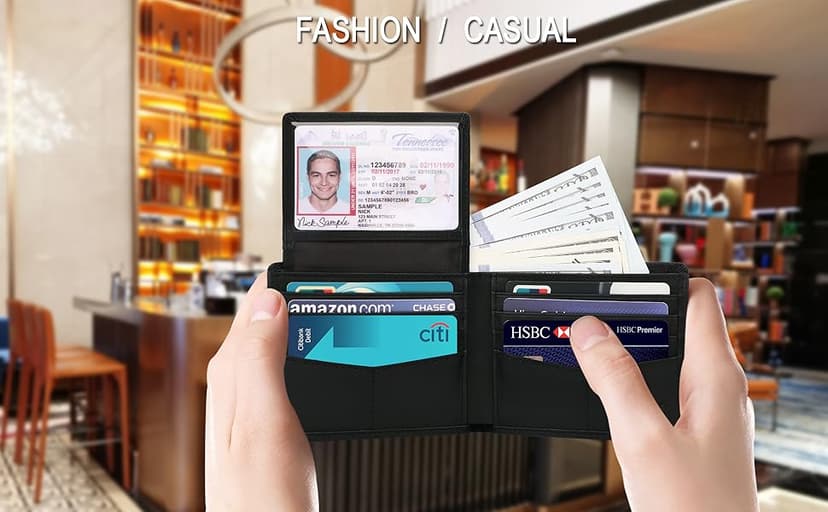 HIMI Wallet for Men-Genuine Leather RFID Blocking Bifold Stylish Wallet With 2 ID Window