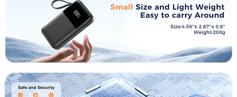 Power Bank, 15000mAh Portable Charger with Built in Cable, 22.5W Fast Charging, 6 Outputs, Slim Travel Essential Battery Pack with LED Display, Compatible with iPhone 16/15/14/13, Samsung, iPad, etc