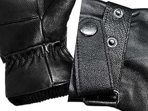 HANDLANDY Genuine Sheepskin Leather Gloves for Men Winter Driving Warm Thermal Wrist Gloves Fleece Lining for Cold Weather