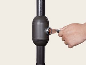 Blissun 9 ft Solar Umbrella 32 LED Lighted Patio Umbrella Table Market Umbrella with Tilt and Crank Outdoor Umbrella for Garden, Deck, Backyard, Pool and Beach (Navy Blue)