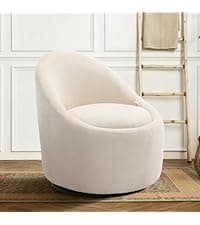 COLAMY Modern Wingback Living Room Chair, Upholstered Fabric Accent Armchair, Single Sofa Chair with Lounge Seat and Wood Legs for Office/Bedroom/Reading Spaces, Beige