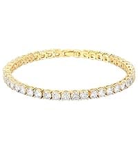 PAVOI 14K Gold Plated 3mm Cubic Zirconia Classic Tennis Bracelet | Gold Bracelets for Women | Size 6.5-7.5 Inch