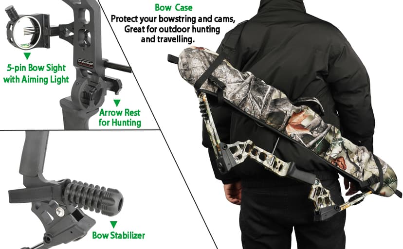 Archery Bowfishing Compound Bow Kit Ready to Fish Kit with Bowfishing Reel, Bow Fishing Arrows Right & Left Handed for Adult/Youth Fishing Hunting Target Shooting
