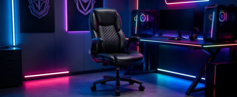 Big and Tall Ergonomic Office Chair, Executive Office Chair with Flip-up Arms, PU Leather Computer Desk Chair, Adjustable Lumbar Support Heavy Duty Space Saving Swivel Chair