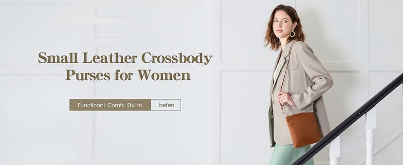 befen Genuine Leather Small Crossbody Purses for Women Travel Cross Body Bags Lightweight with Adjustable Shoulder Strap