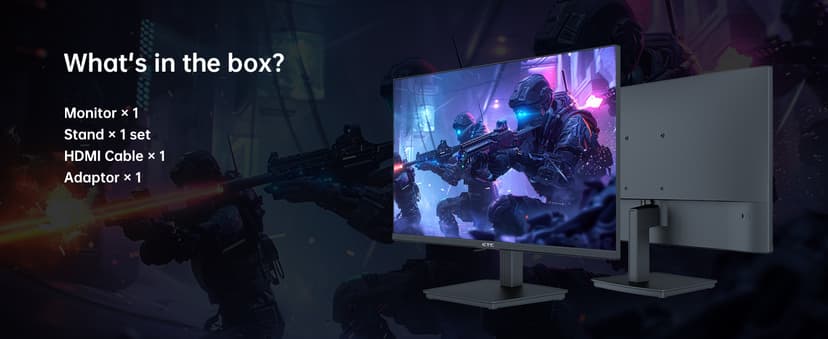 KTC 24 Inch QHD 2560x1440 IPS Computer Monitor, 100Hz Zero-Frame 2K Gaming Office Monitor, Adaptive Sync, HDR10, VESA, Tilt Adjustable, Low Blue Light, DisplayPort, HDMI, H24T27