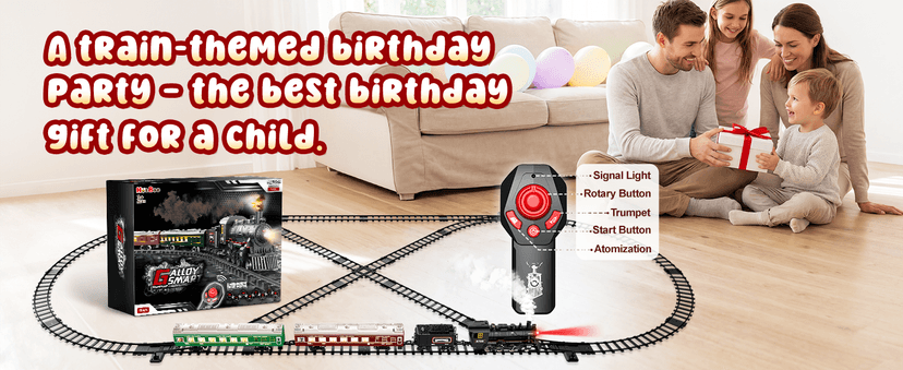 Hot Bee Train Set, Remote Control Train Toys with Luxury Track & Glowing Passenger Carriages, Metal Christmas Tree Train with Smoke, Light and Sound, Toy Train Set for 3 4 5 6 7+ Years Old Boys Gifts